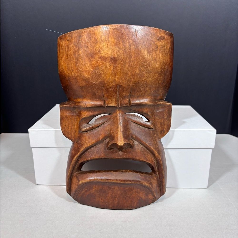 Vintage Wood Theater Tragedy Carved Mask